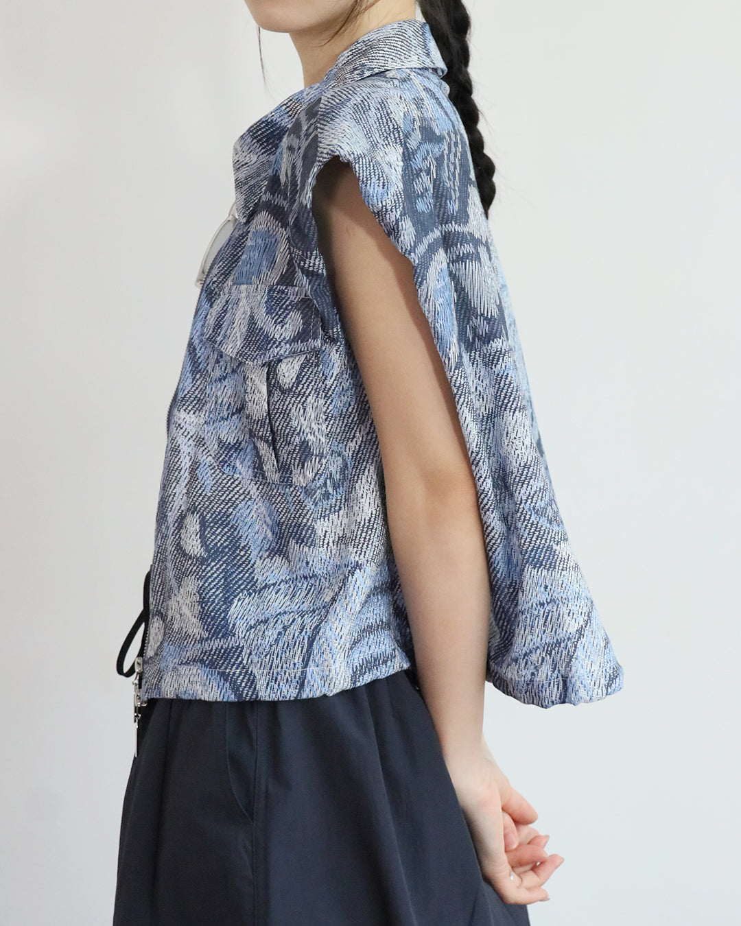 Denim-Look Blue Pattern Vest