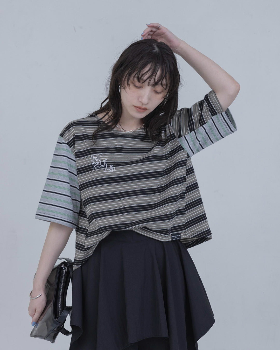 Japan Brand - Border Patchwork Encropped T-Shirt (3 colors)