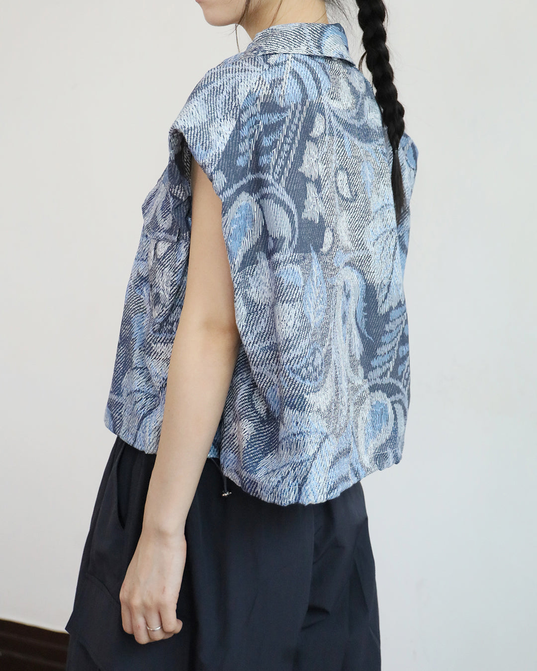 Denim-Look Blue Pattern Vest