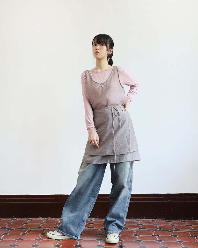 Sheer Vest  + Wrap Skirt (Set) (2 color)