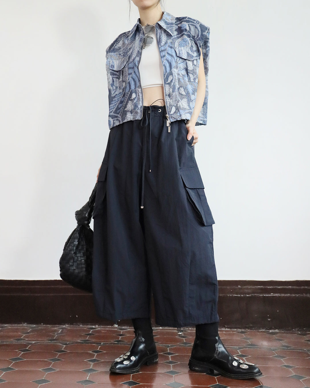 Denim-Look Blue Pattern Vest