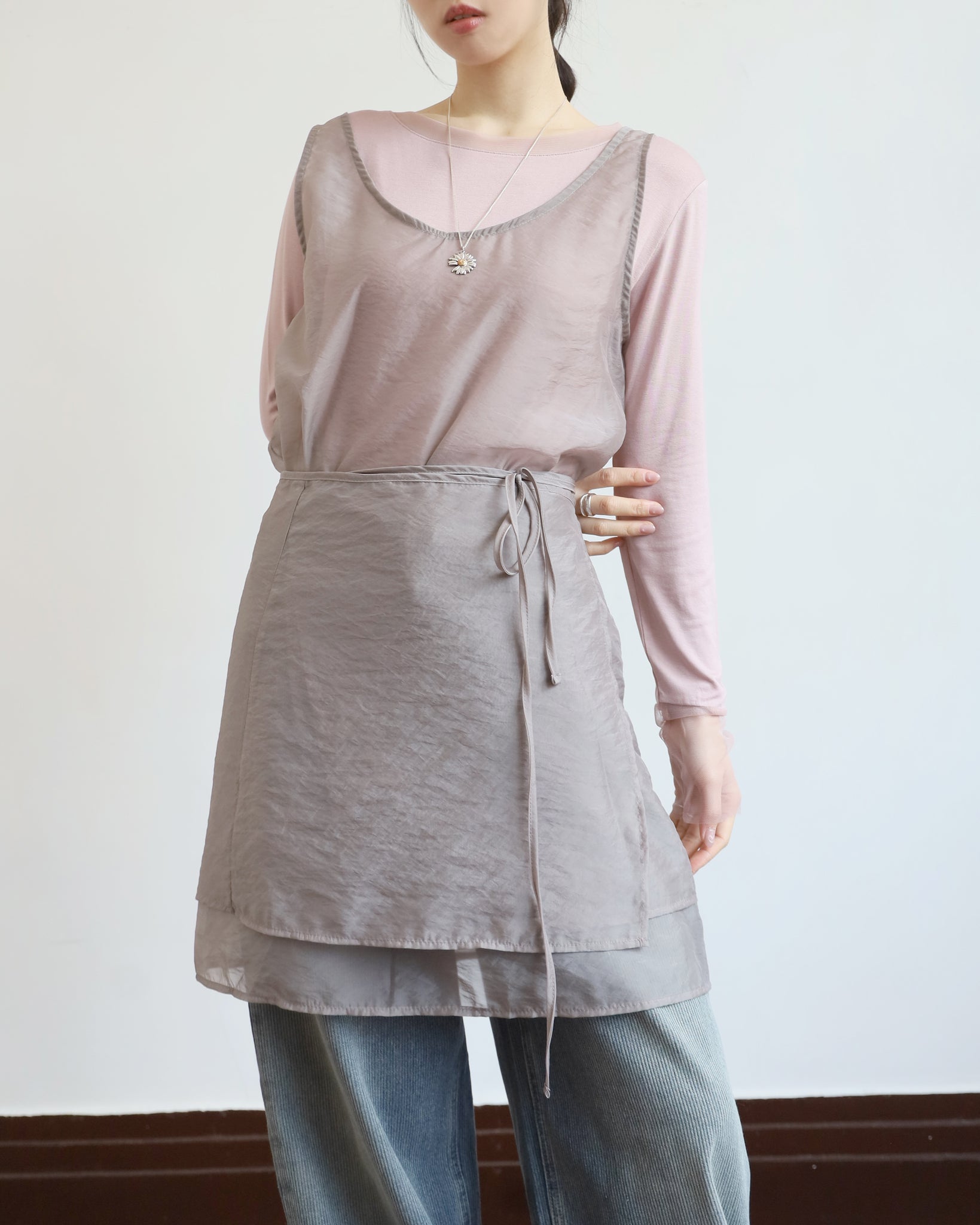 Sheer Vest  + Wrap Skirt (Set) (2 color)