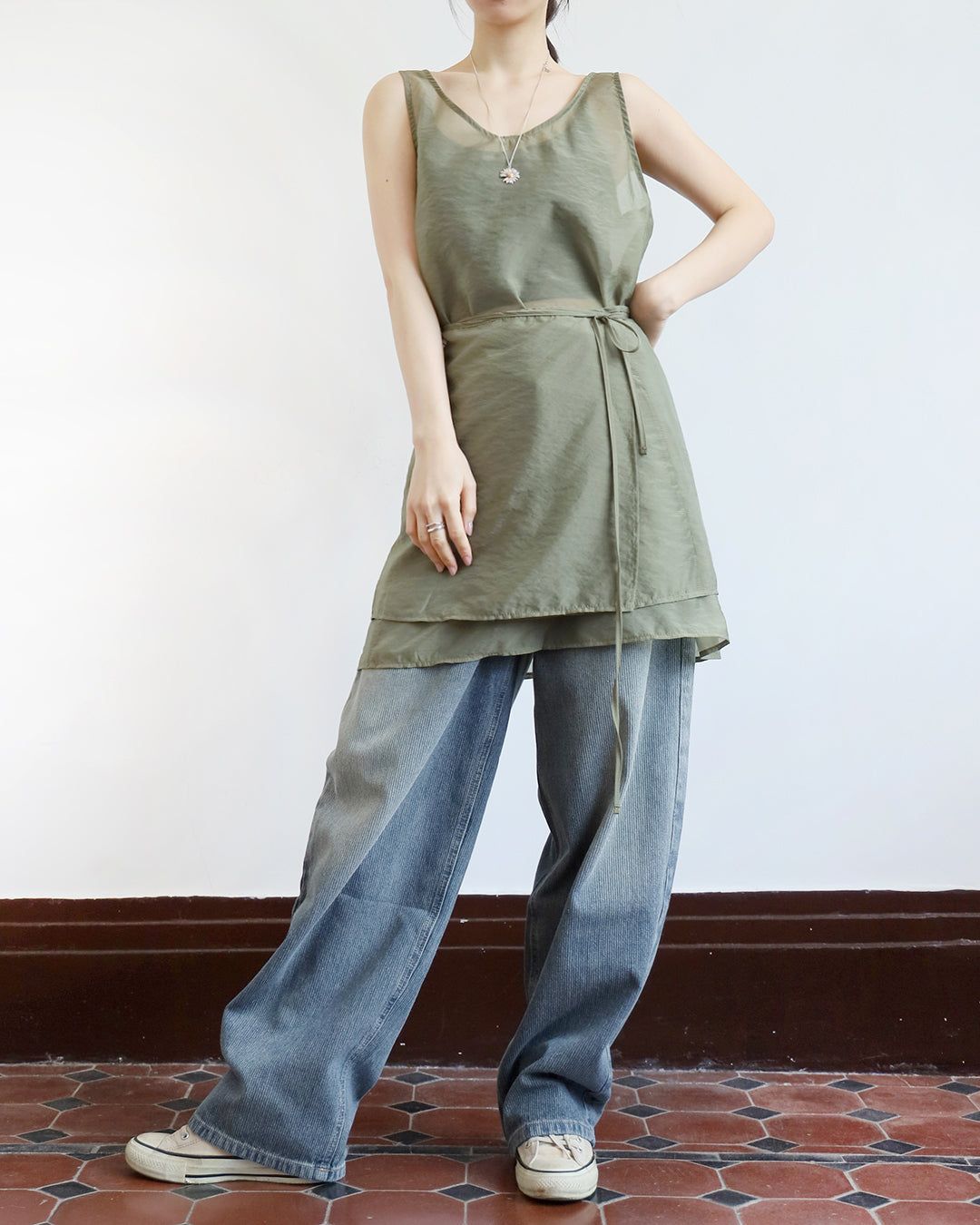 Sheer Vest  + Wrap Skirt (Set) (2 color)