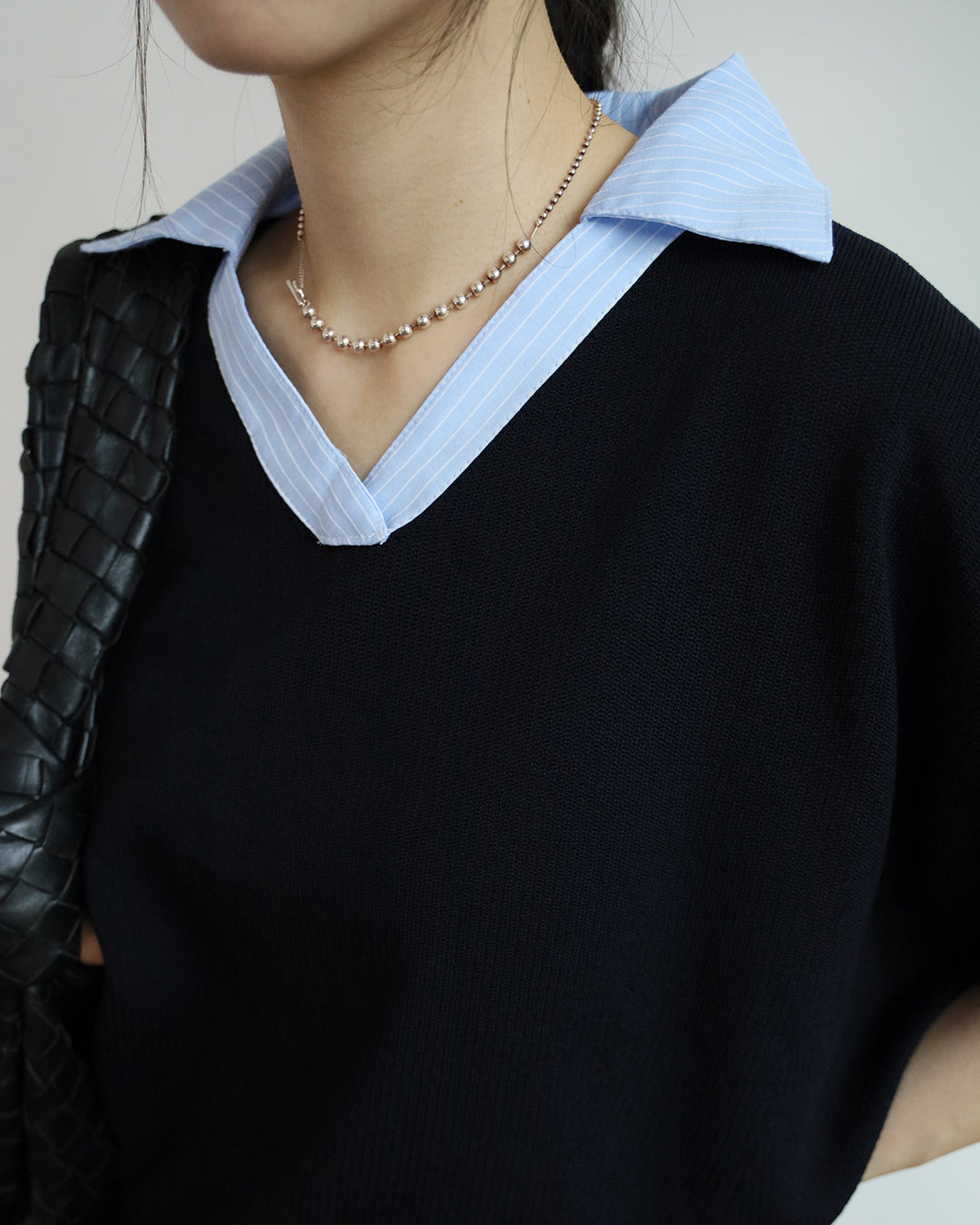 Summer Knitwear w/ Striped Collar