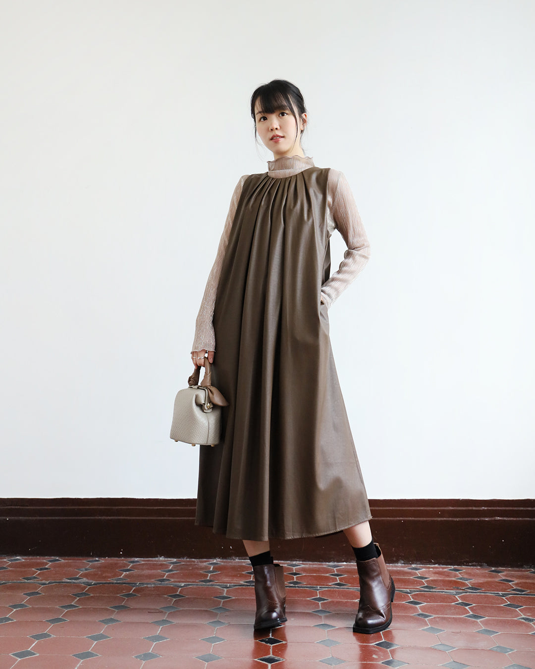 Faux Leather Dress (2 color)