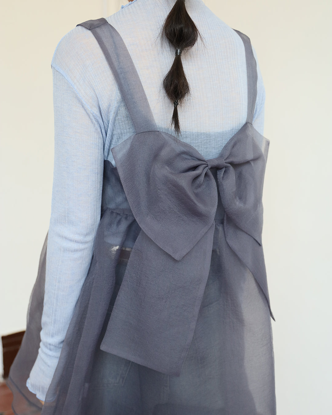 Back Bow Mesh Top (2 color)