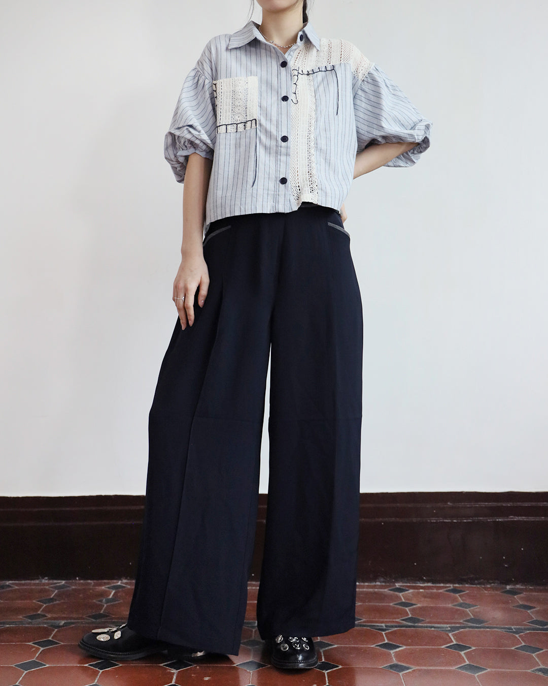 Contrast Trim Pleated Pants (3 Colors | Size S - L)