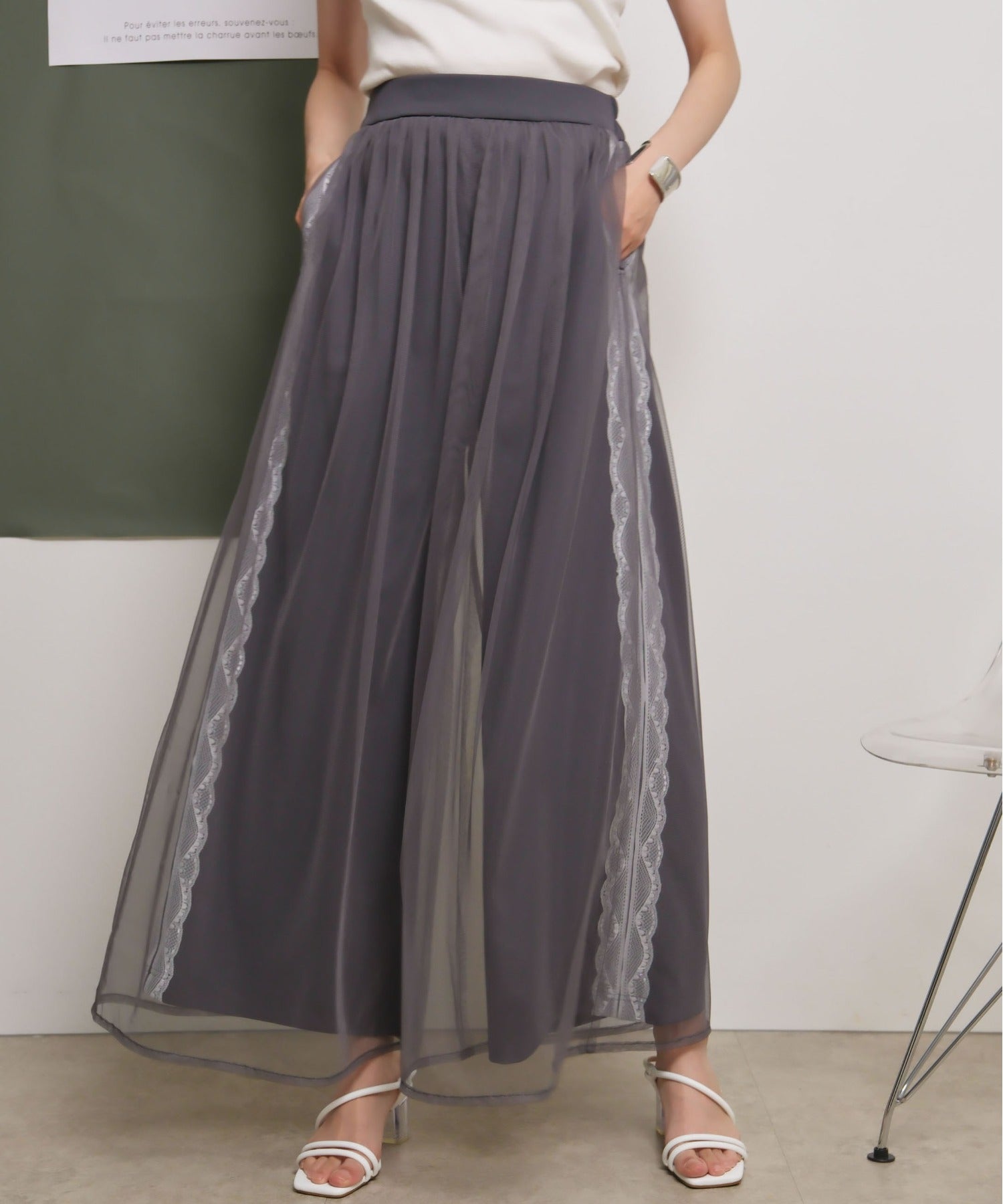 JAPAN BRAND - Lace Trim Mesh Layer Pants (2 Colors)