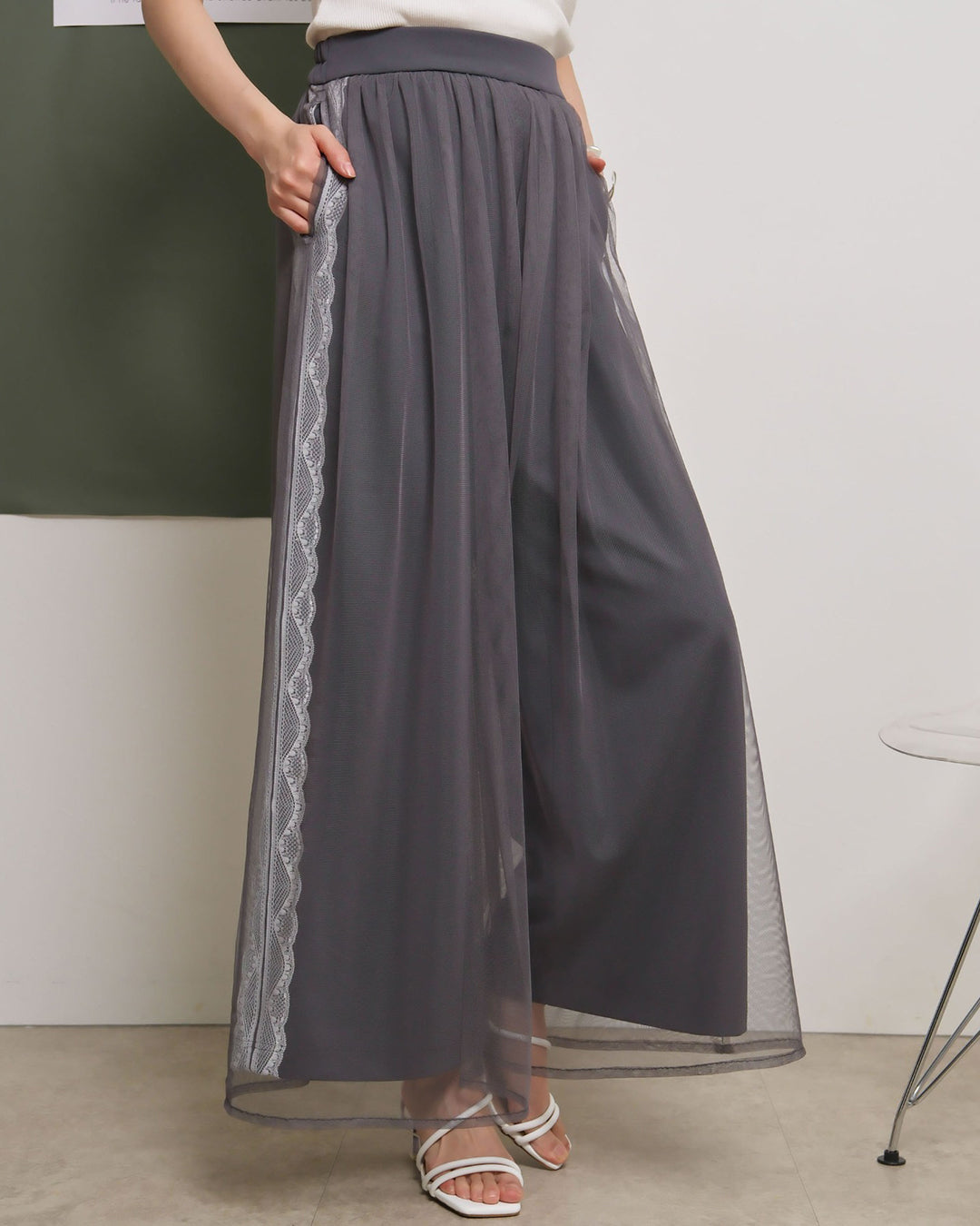 JAPAN BRAND - Lace Trim Mesh Layer Pants (2 Colors)