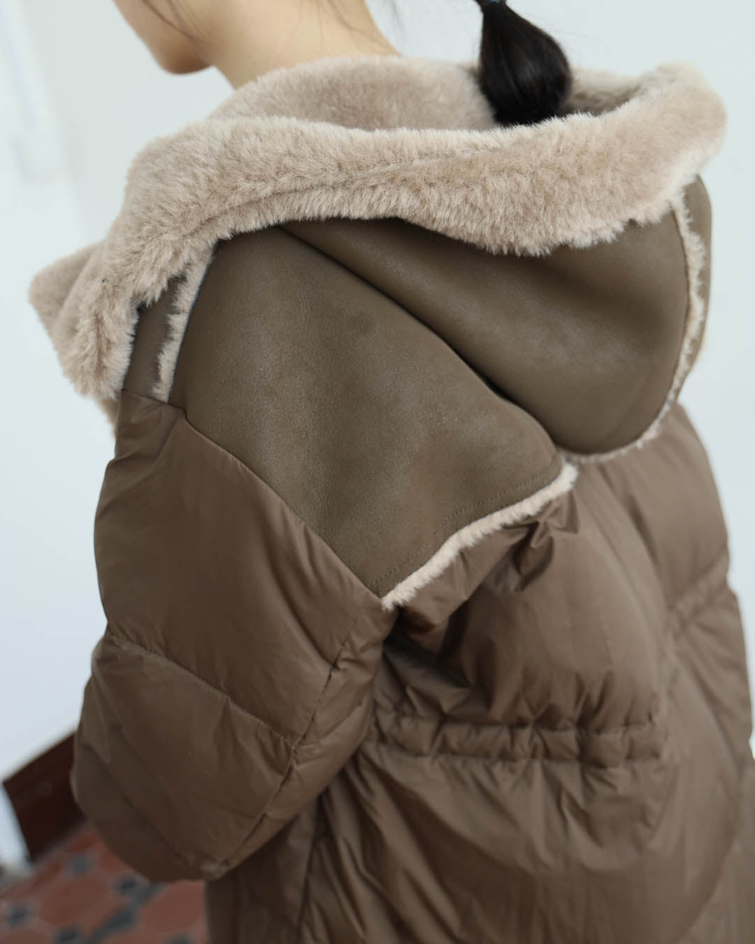 Faux Shearling Trim Down Jacket (3 Color)