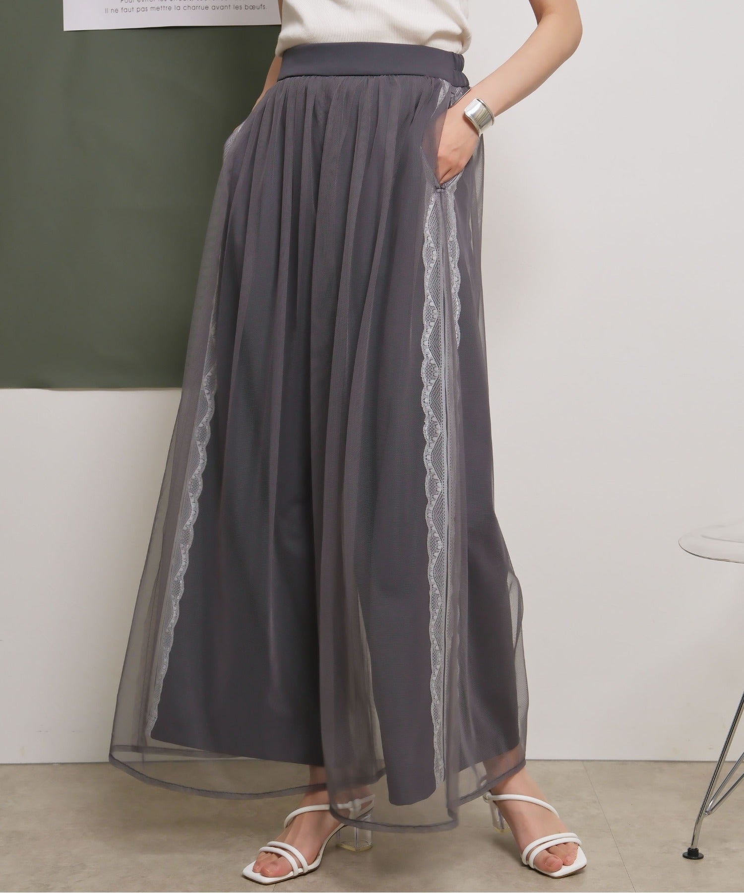JAPAN BRAND - Lace Trim Mesh Layer Pants (2 Colors)