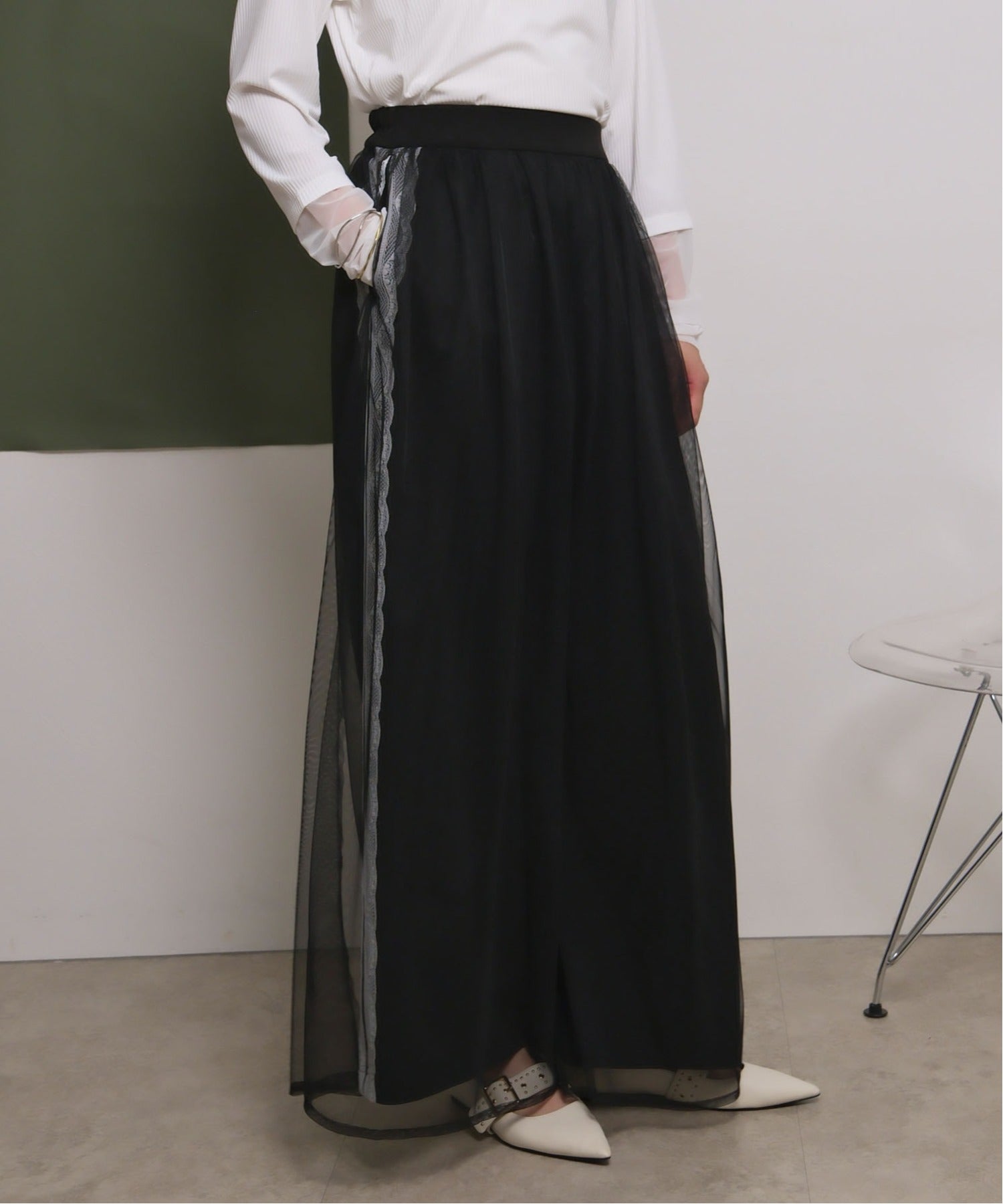 JAPAN BRAND - Lace Trim Mesh Layer Pants (2 Colors)
