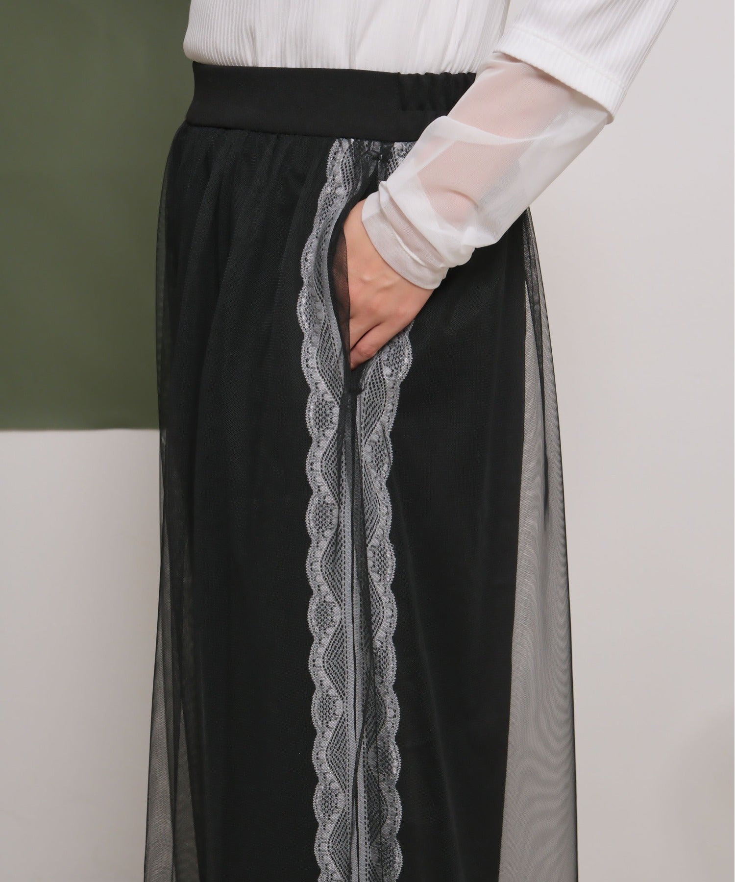 JAPAN BRAND - Lace Trim Mesh Layer Pants (2 Colors)