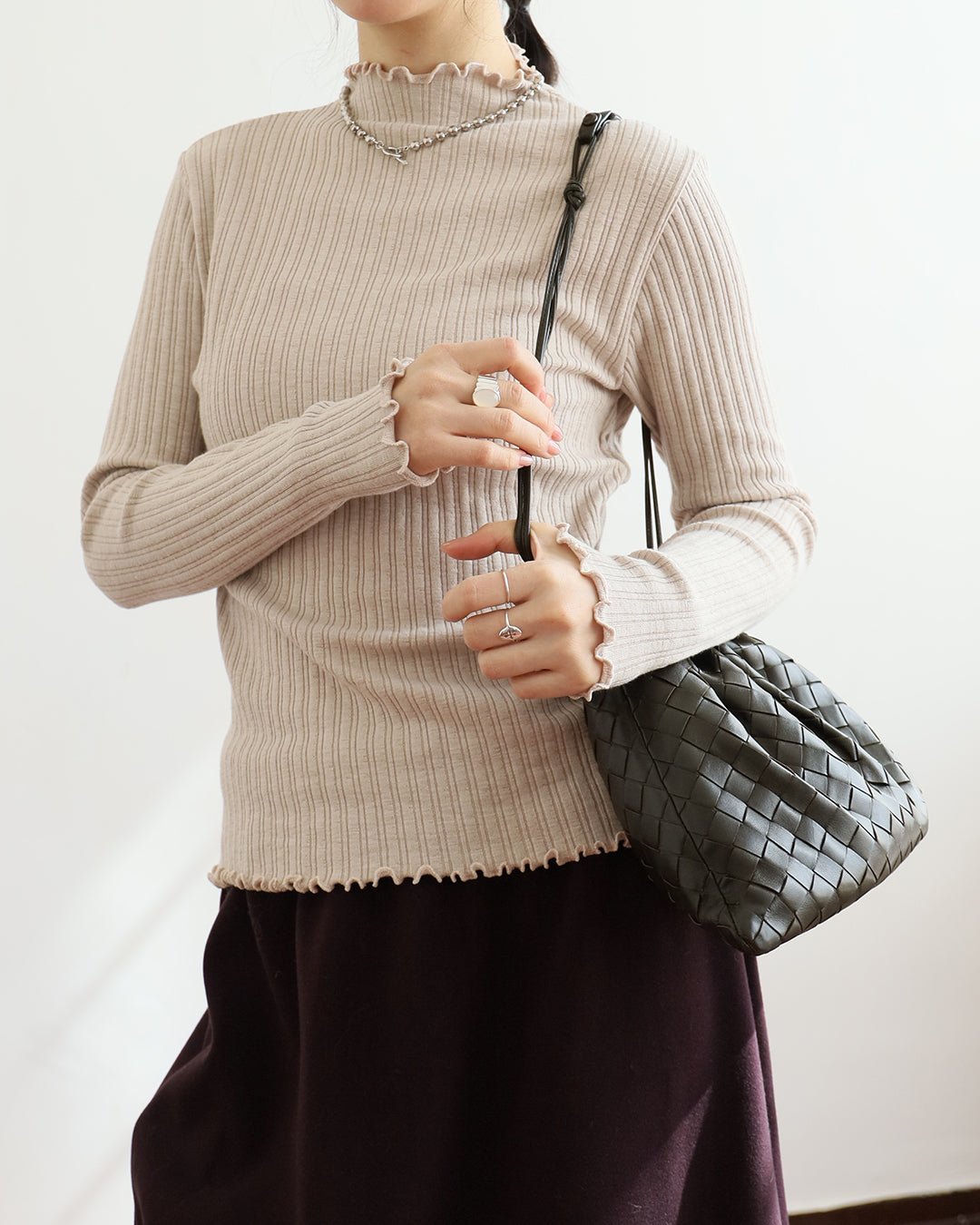 Ruffle Trim Ribbed Top (5 colors)