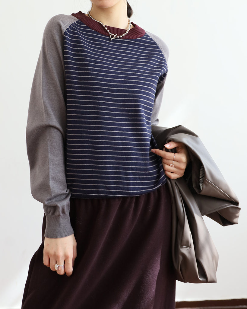Raglan Sleeve Striped Top