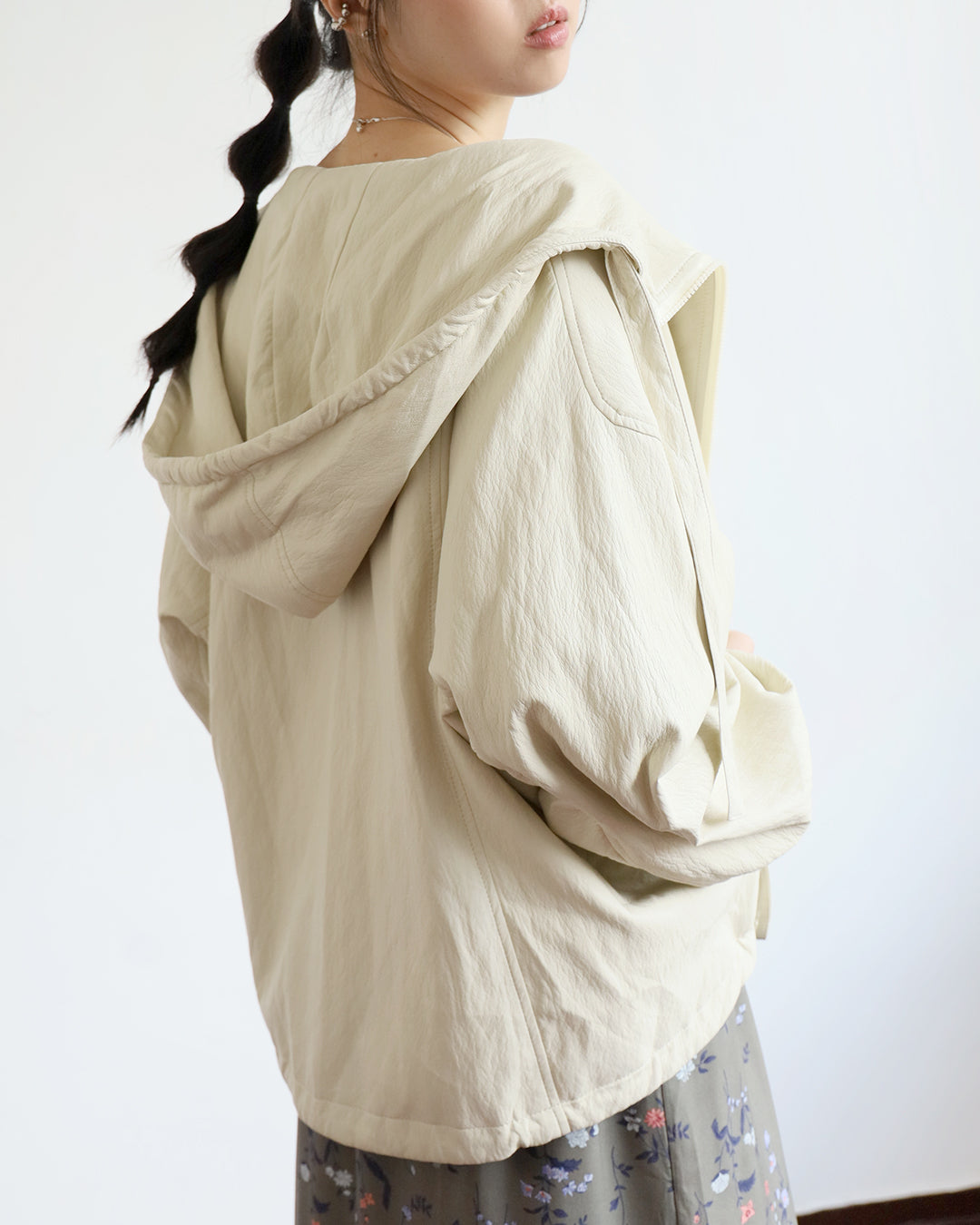 Ivory Faux Leather Jacket