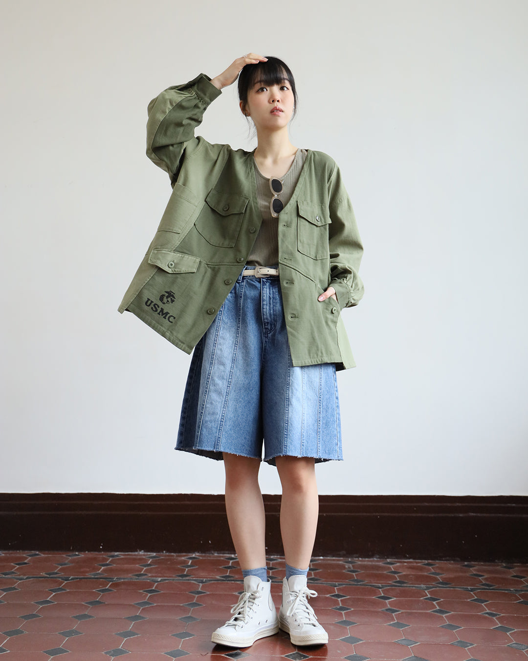 Seamed Denim Shorts (2 color | Size S-M)