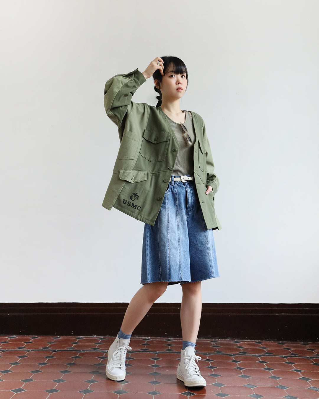 Seamed Denim Shorts (2 color | Size S-M)