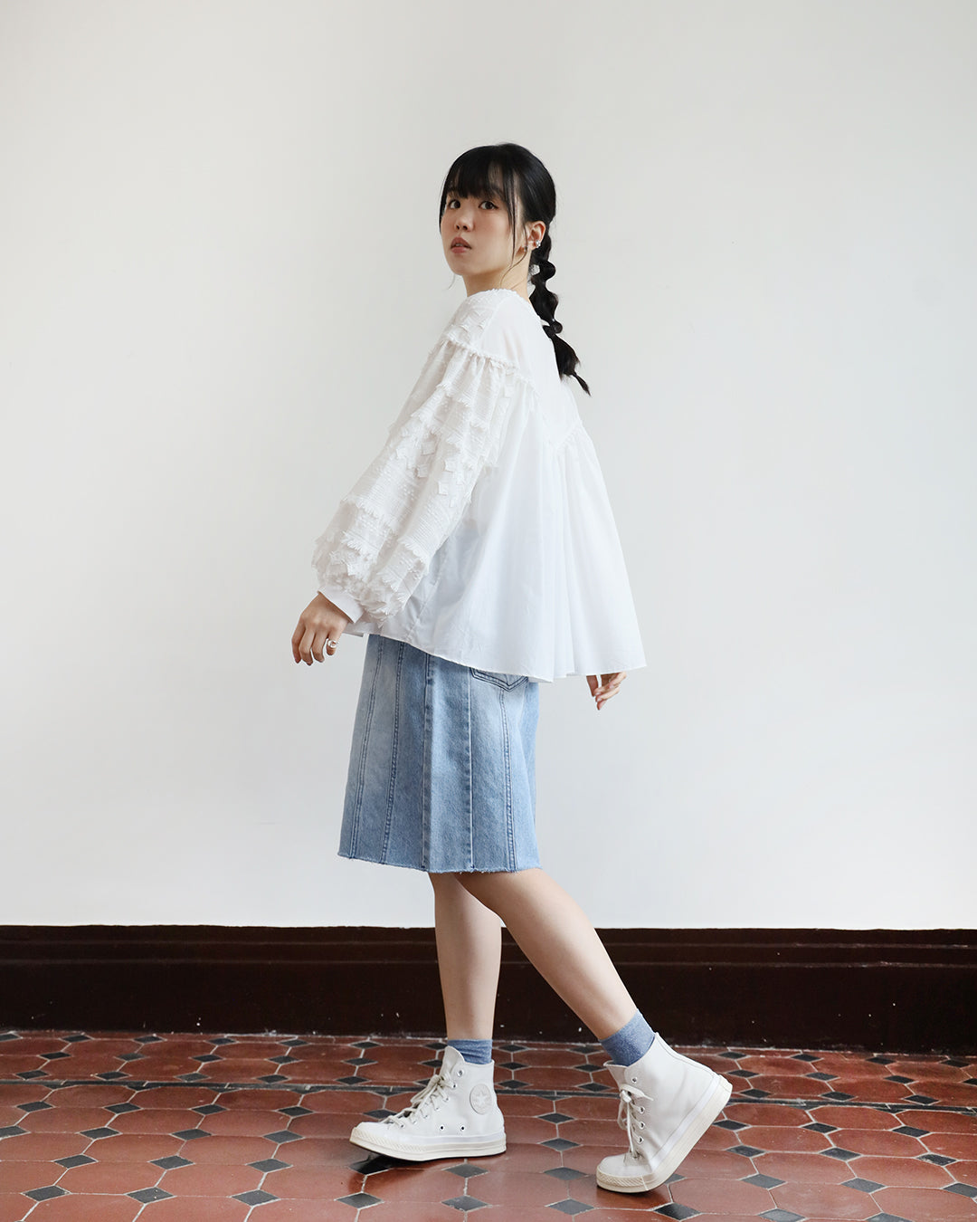 Seamed Denim Shorts (2 color | Size S-M)