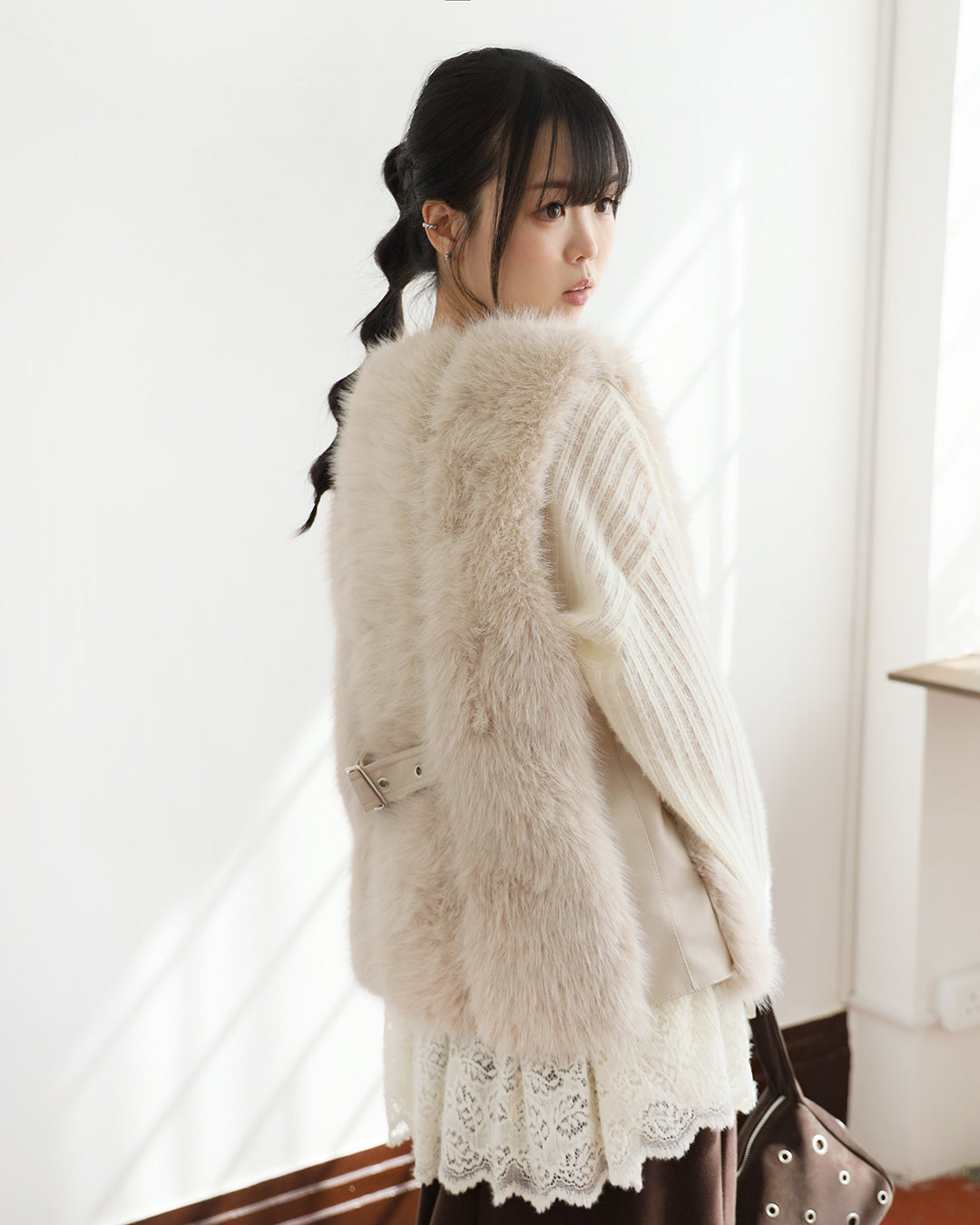 Mix Fabric Furry Vest