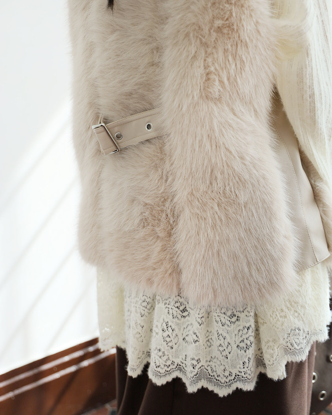 Mix Fabric Furry Vest