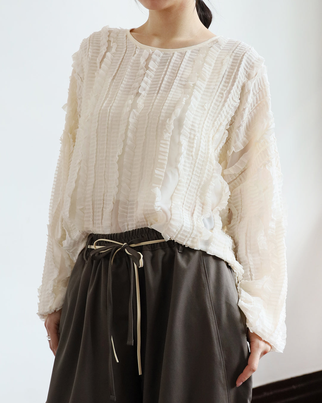 Pleated Trim Top (2 color)