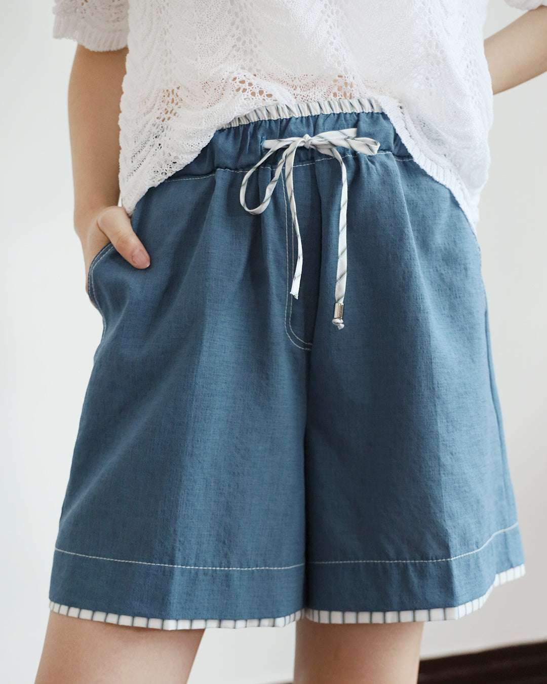 Pinstripe Trimmed Shorts (2 Colors | Size S - L)