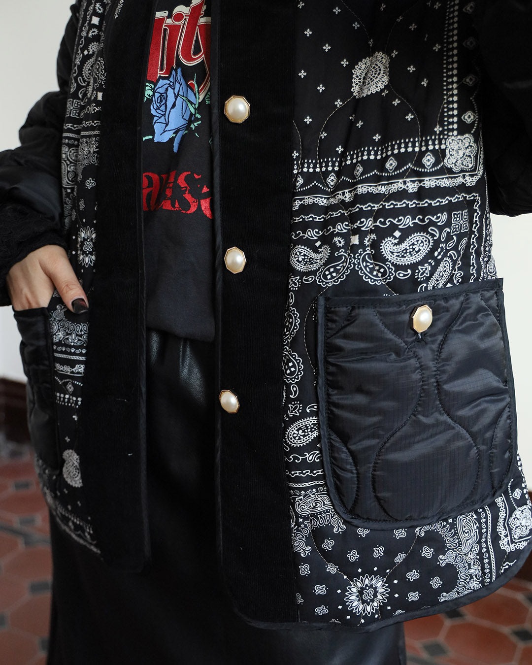 Bandana Print Quilted Jacket (2 color)