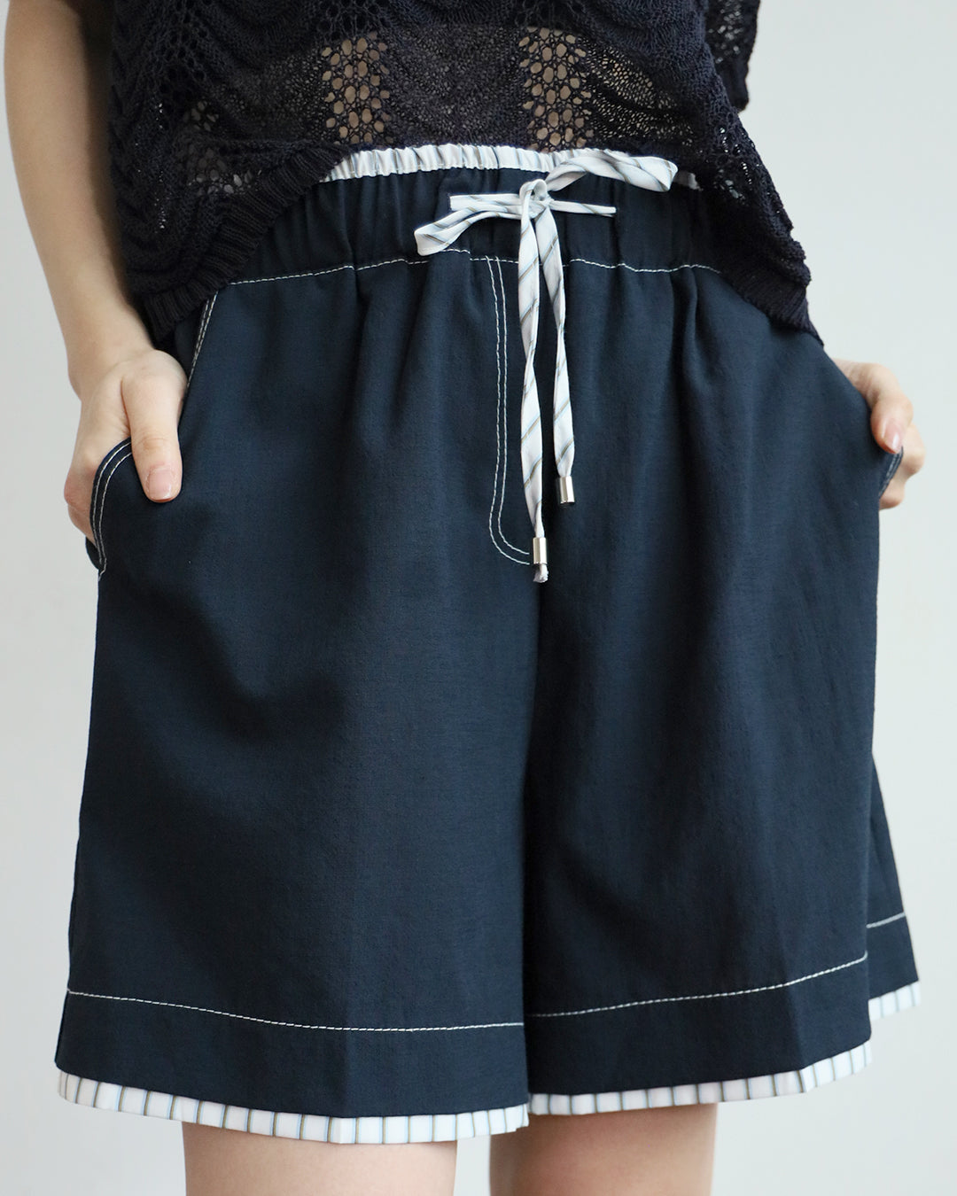 Pinstripe Trimmed Shorts (2 Colors | Size S - L)