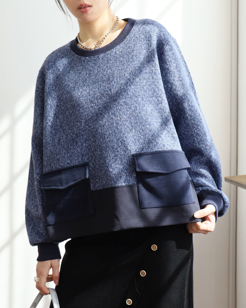 Mix Fabric Knit Top (2 colors)