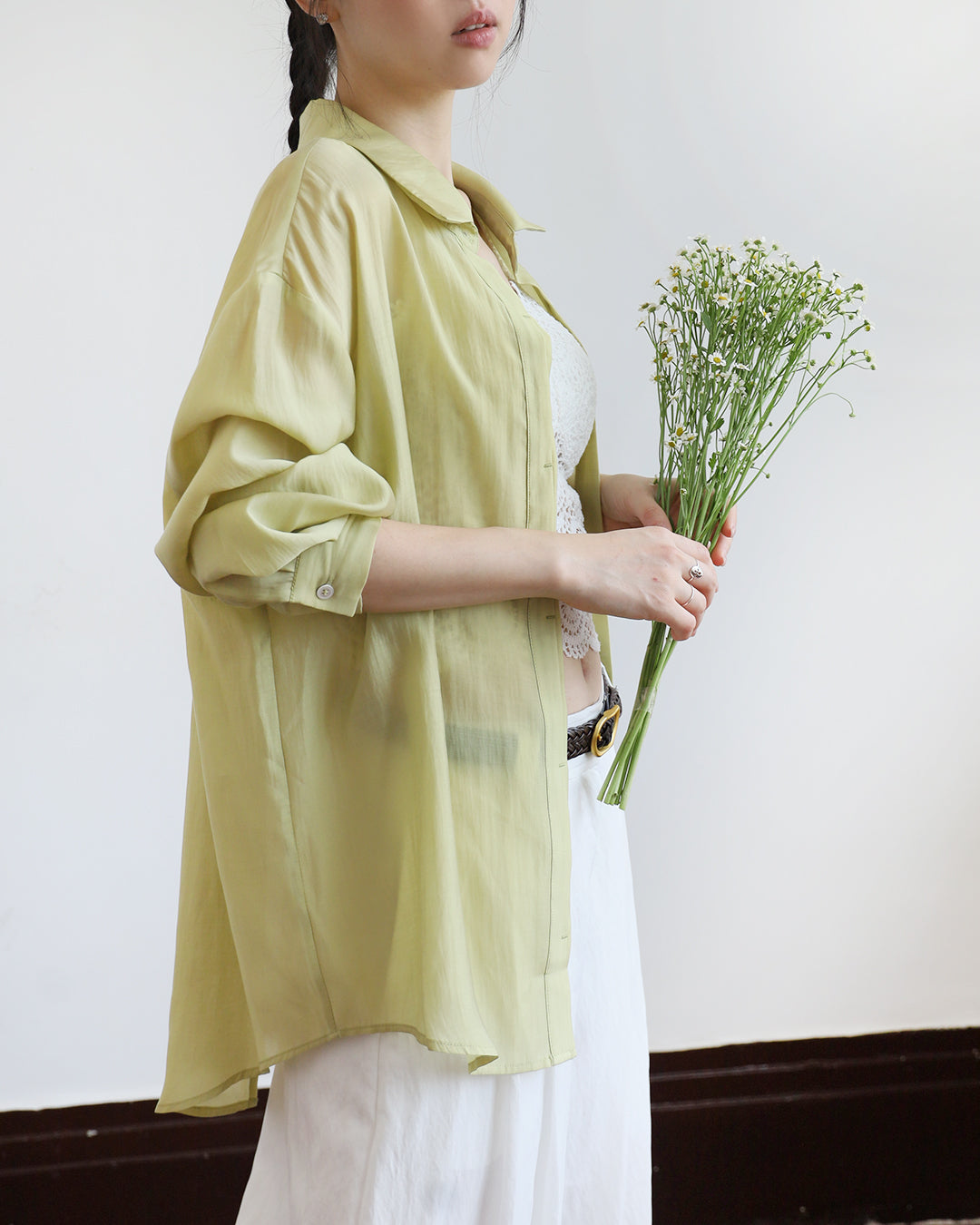 Silky Shirt w/ Back Buttons (4 colors)