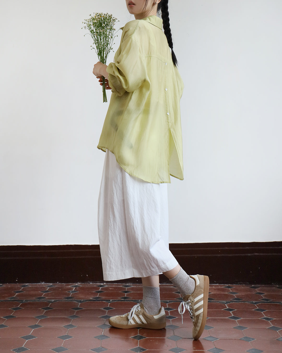 Silky Shirt w/ Back Buttons (4 colors)