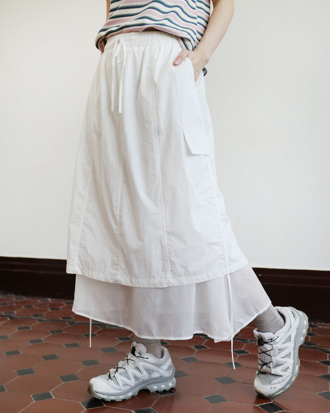 Mesh Layer Cargo Skirt (2 Colors)