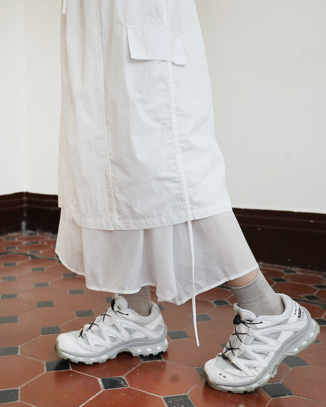 Mesh Layer Cargo Skirt (2 Colors)