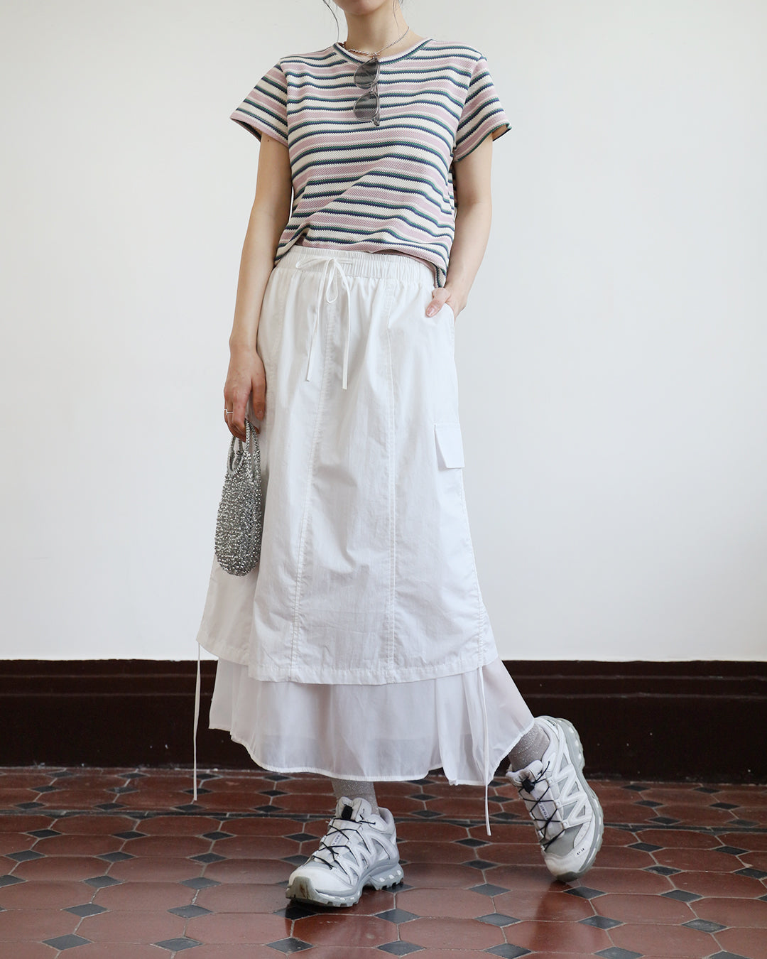 Mesh Layer Cargo Skirt (2 Colors)