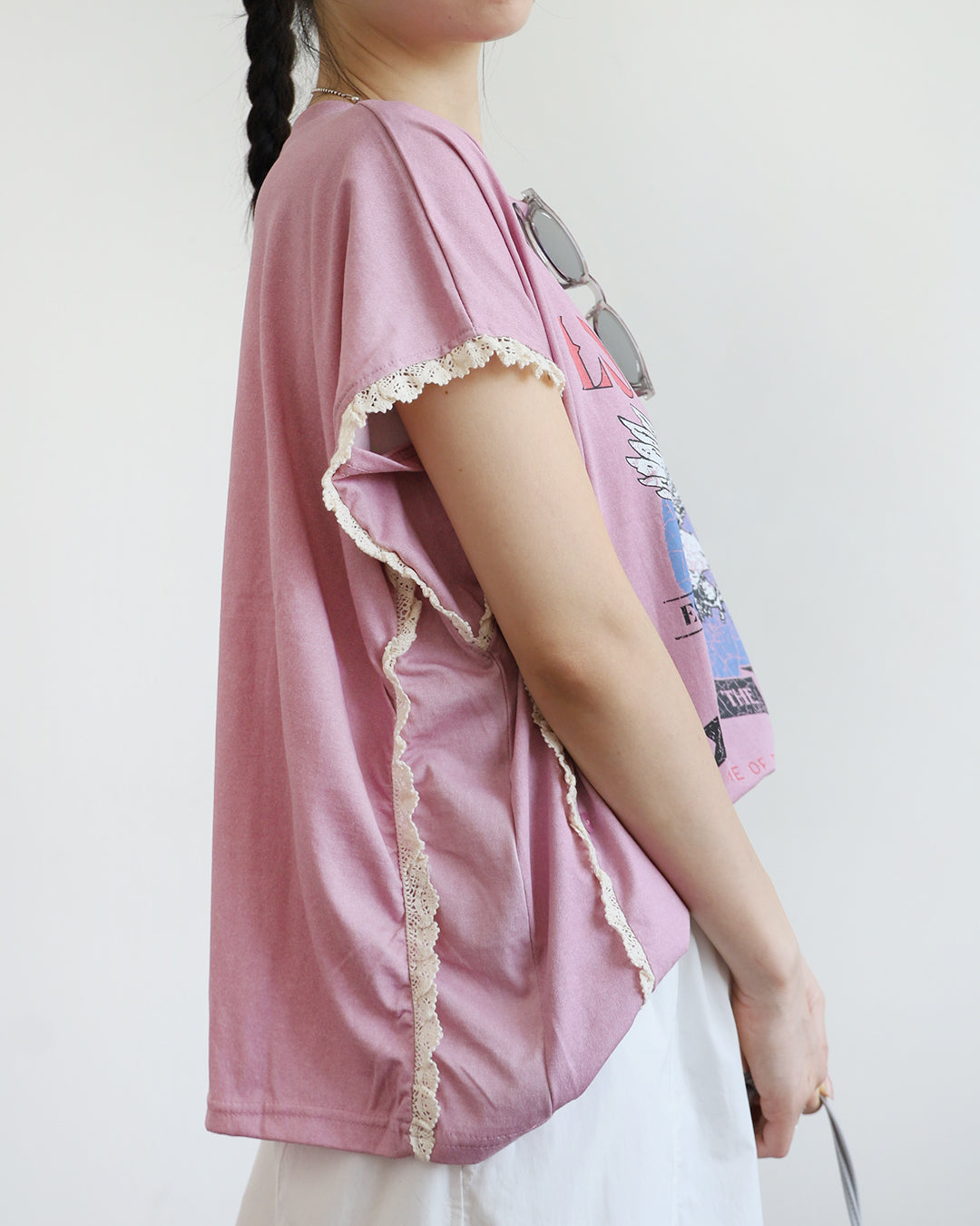 Lace Trimmed Los Angles Tee (2 colors)