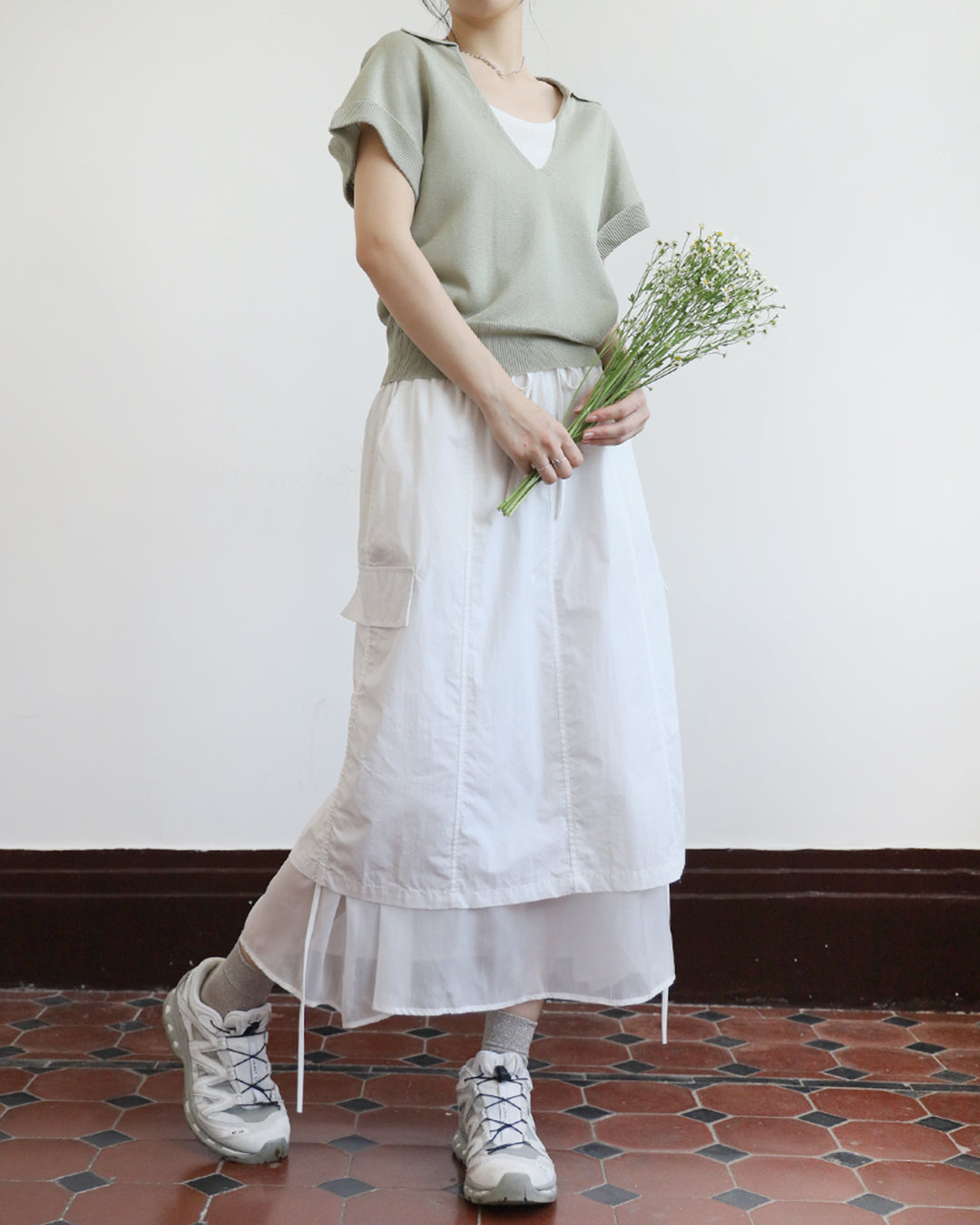 Mesh Layer Cargo Skirt (2 Colors)