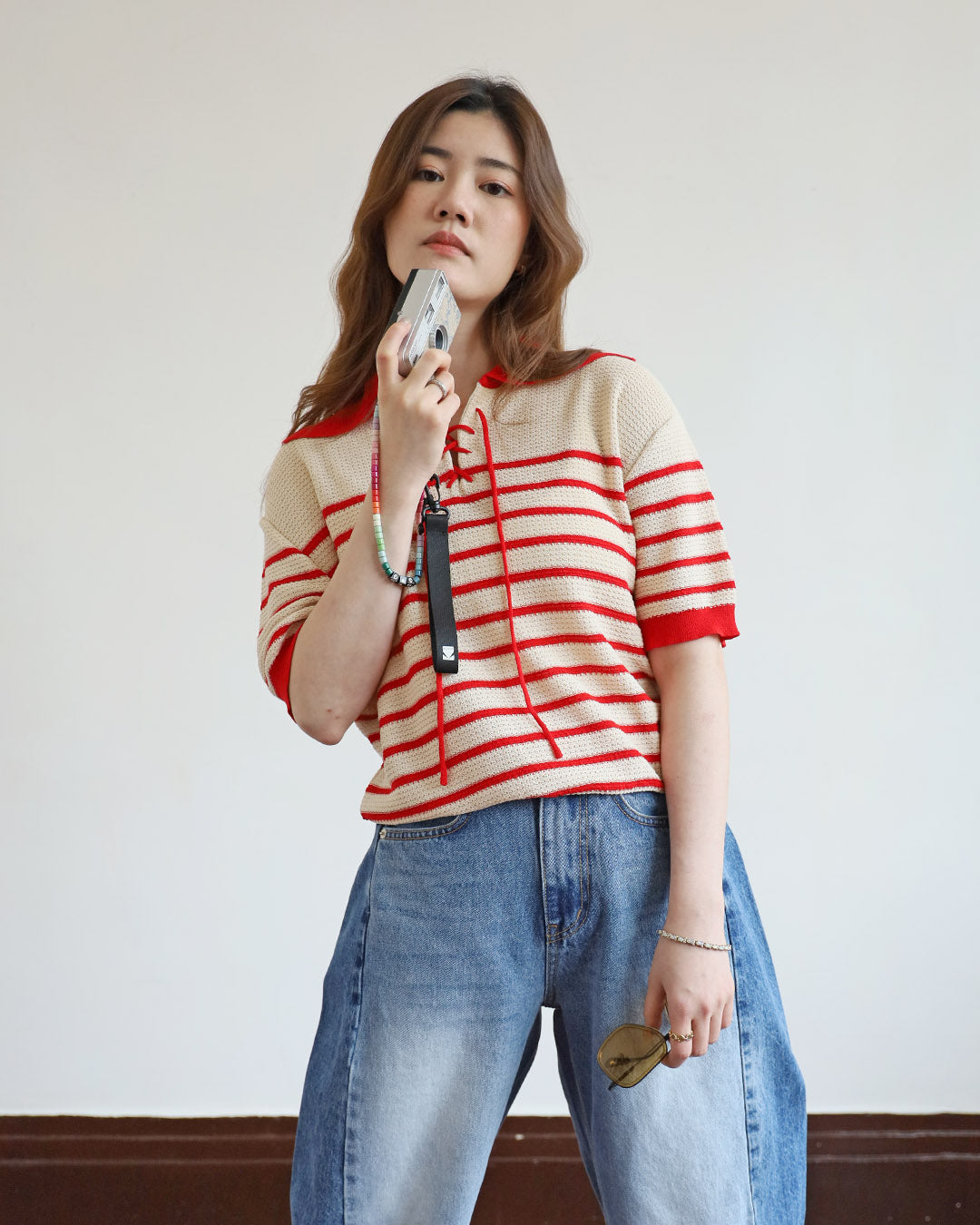 Striped Lace Up Top (2 colors)