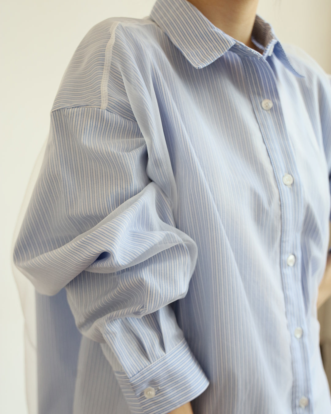 Mesh Layer Striped Shirt (2 color)
