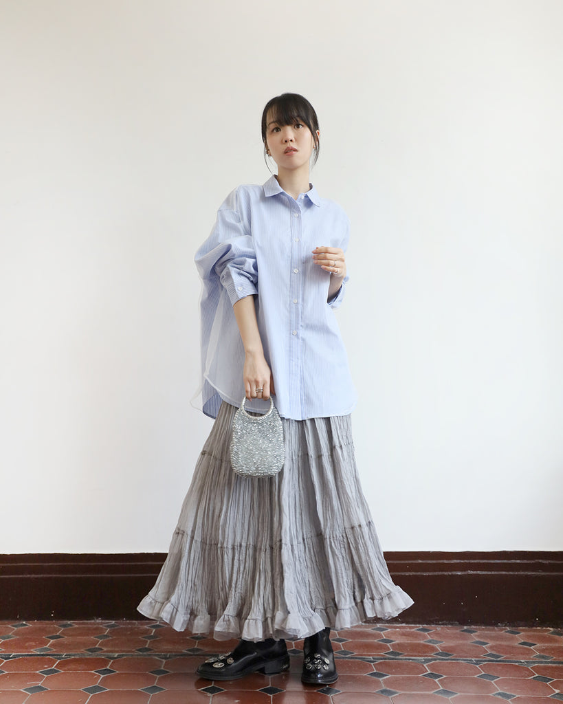 Mesh Layer Striped Shirt (2 color)