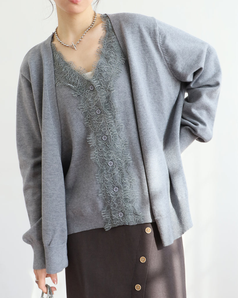 Lace Trim Layered Cardigan