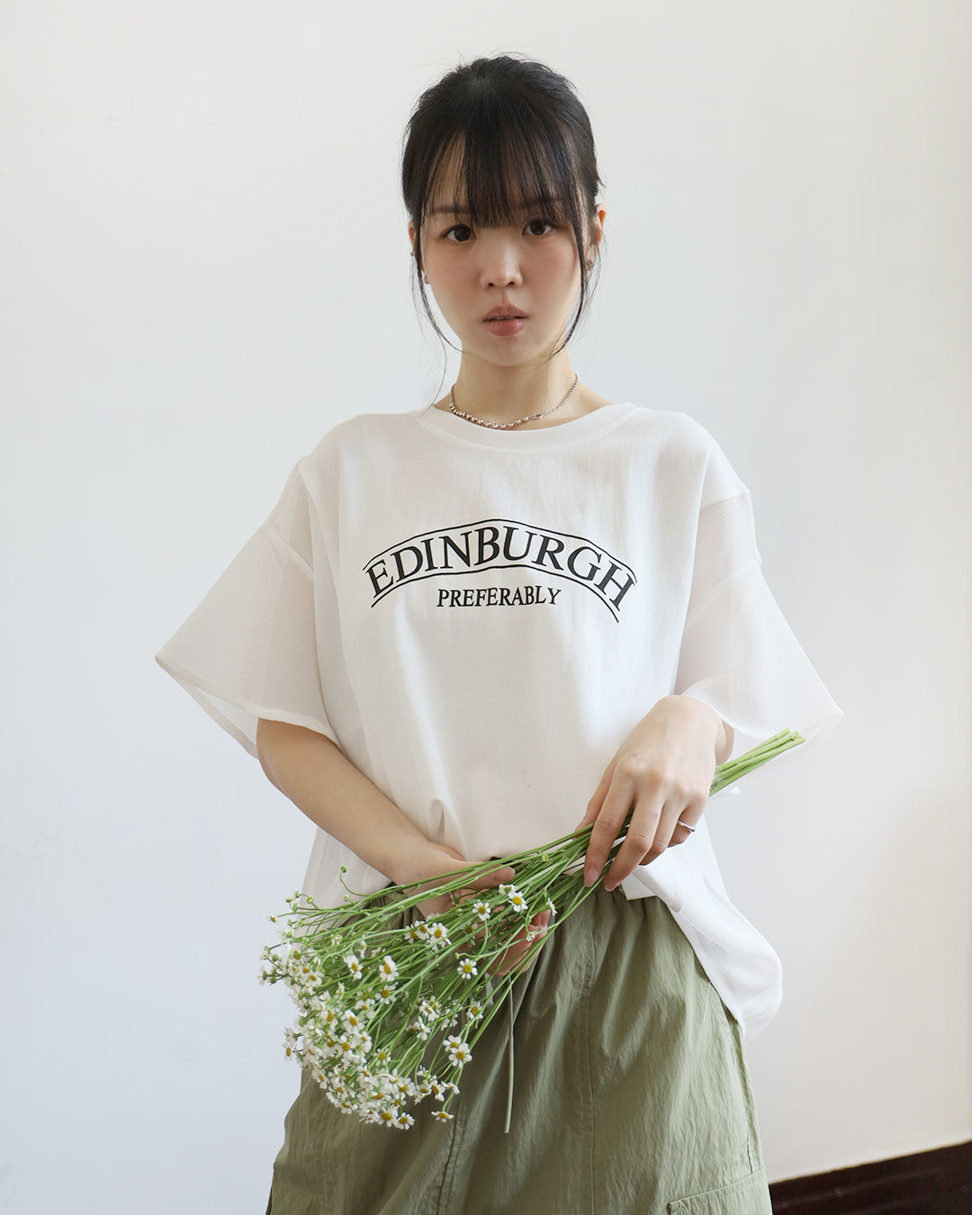 Mesh Inserted Print Tee