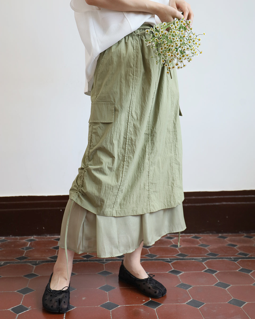 Mesh Layer Cargo Skirt (2 Colors)