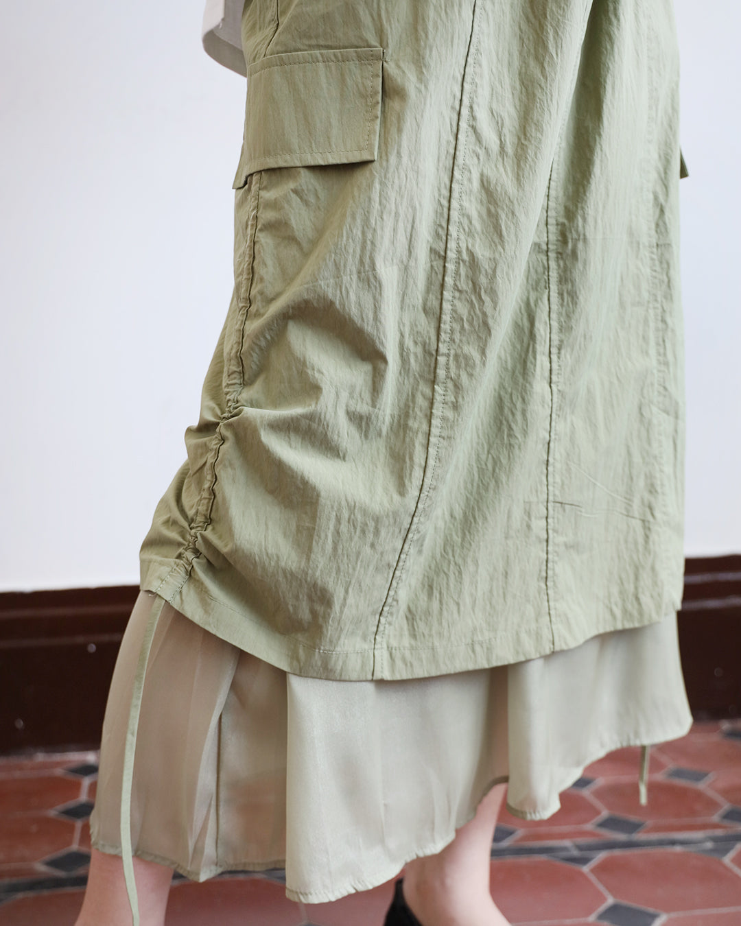 Mesh Layer Cargo Skirt (2 Colors)