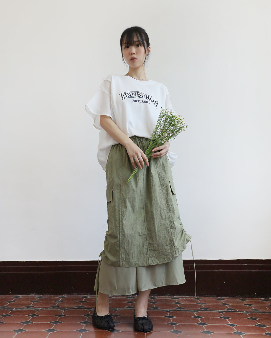 Mesh Inserted Print Tee