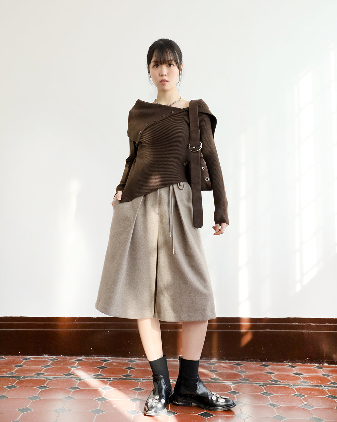 Wool - Blended Cropped Pants