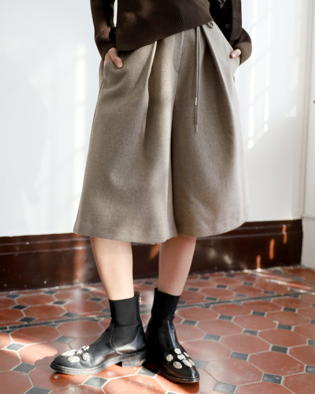 Wool - Blended Cropped Pants