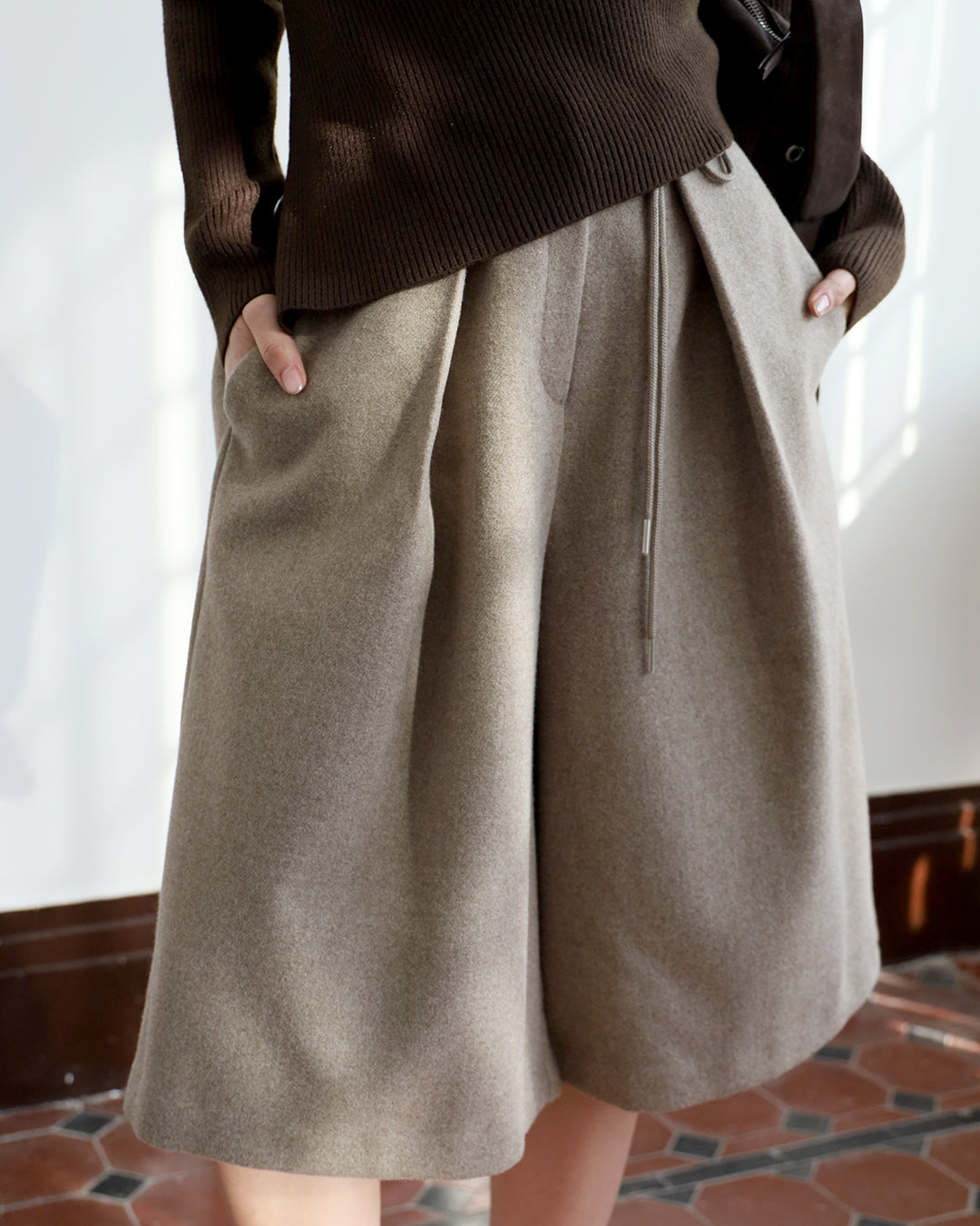 Wool - Blended Cropped Pants