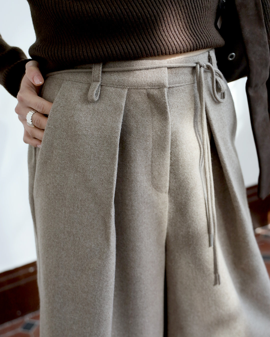 Wool - Blended Cropped Pants