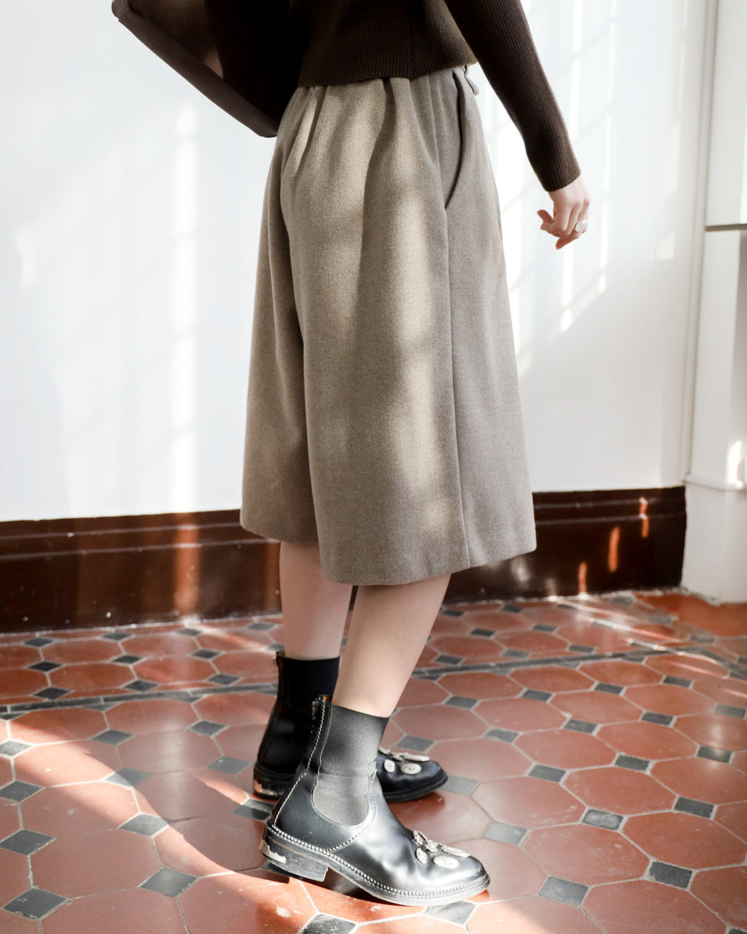 Wool - Blended Cropped Pants